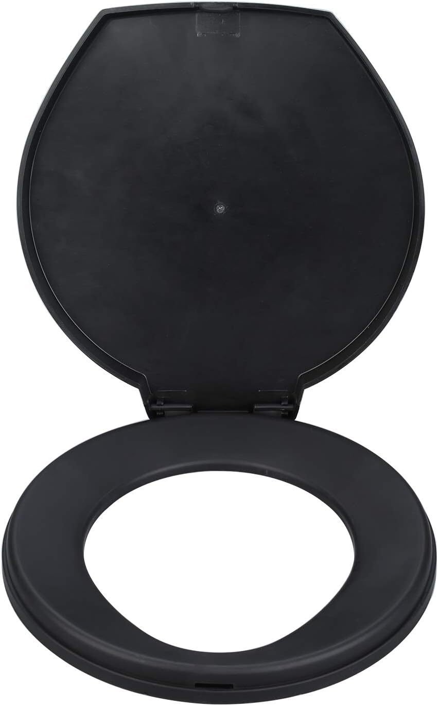 Portable Camping Toilet Seat for 5-Gallon Buckets with Lid - Snap-On Design, Black
