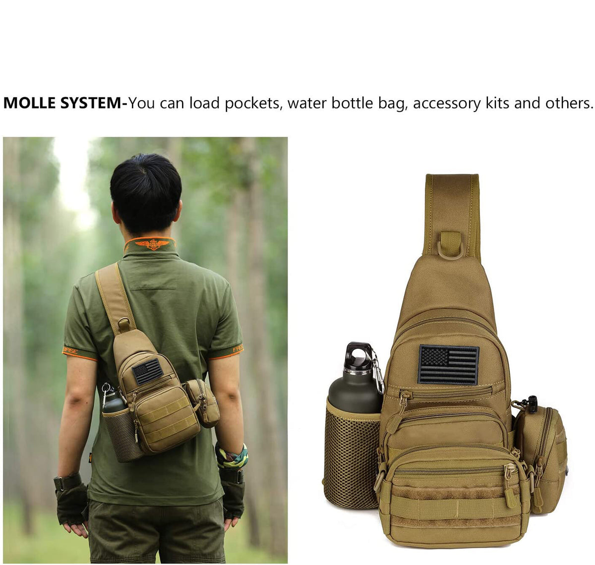 Men's Outdoor Tactical Shoulder Sling Backpack for Hiking Travel Sport