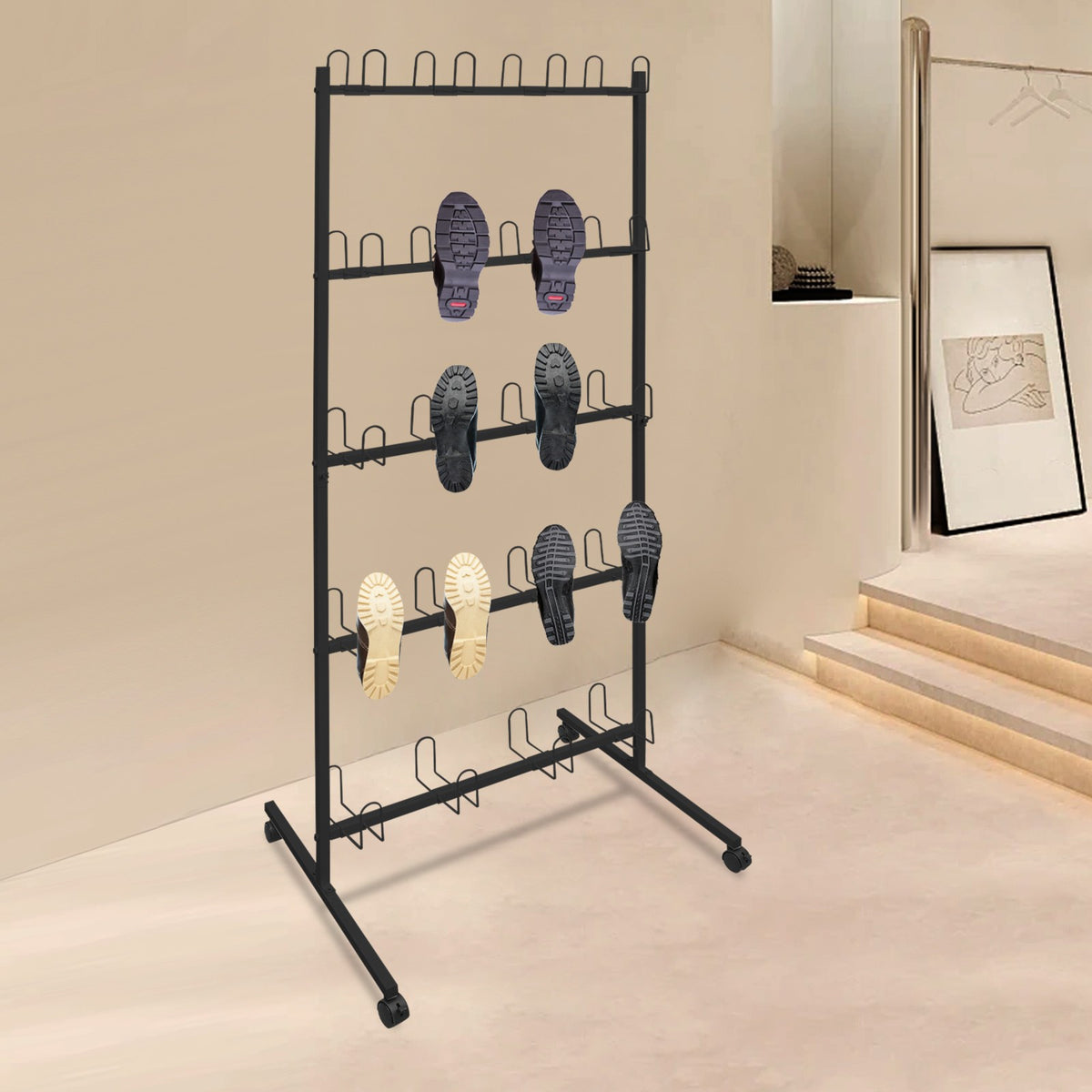 Boxing Gloves Drying Rack with Universal Wheels - Storage Stand for Gym Equipment