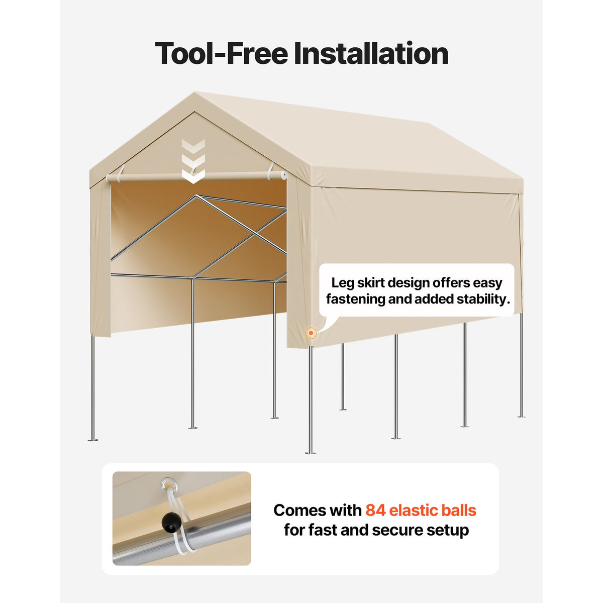 10x20 ft Carport Canopy Cover with Side Panels - Waterproof Outdoor Shelter