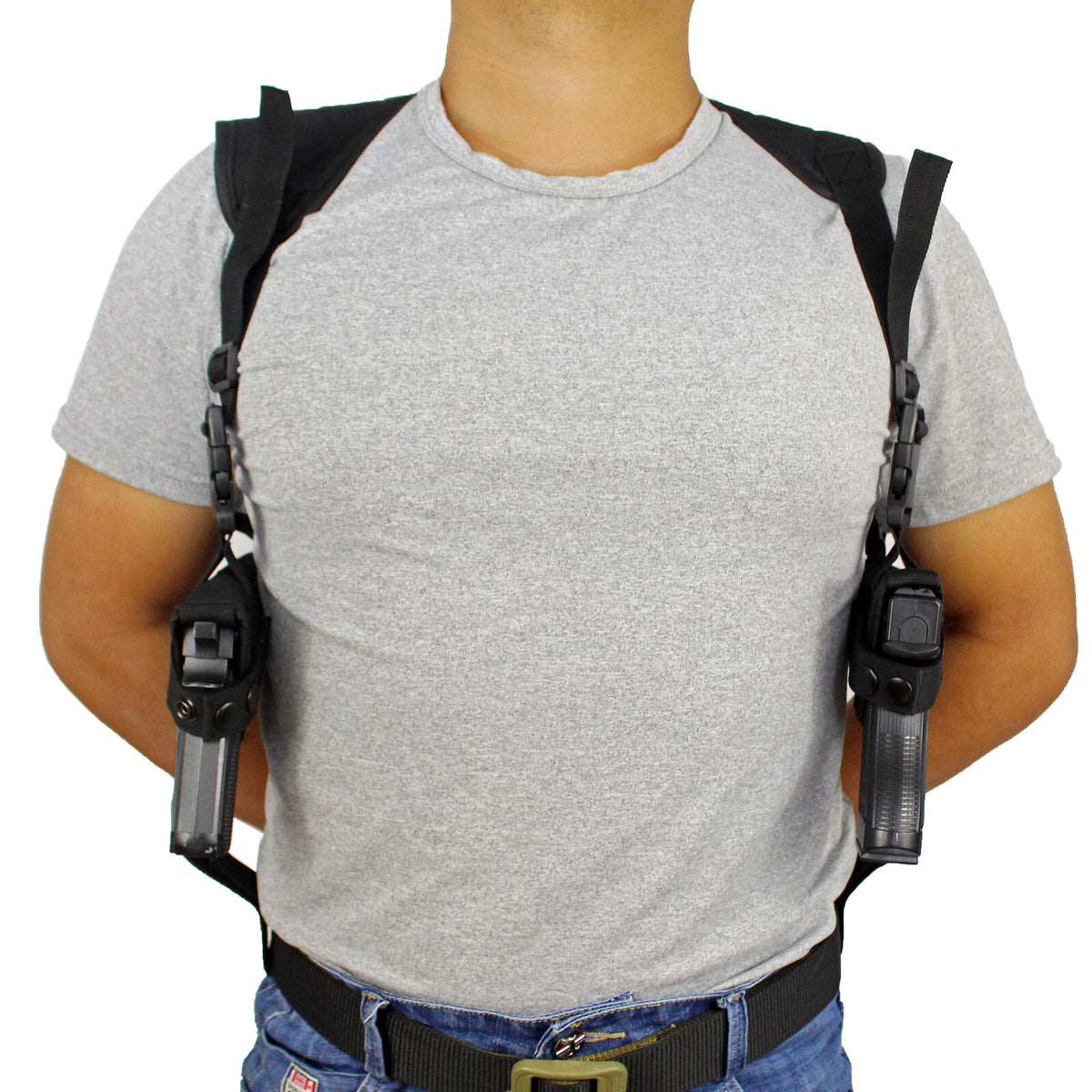 Double Gun Shoulder Holster Adjustable Horizontal Pistol Holster for Concealed Carry