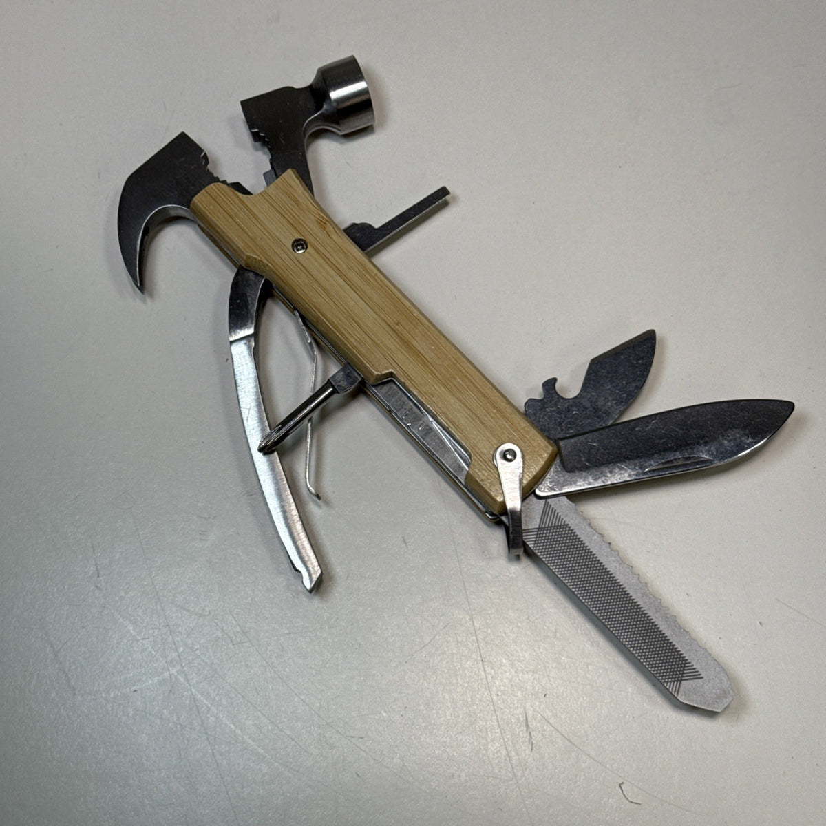 12-Inch Multi-Tool Hammer with Wood Handle and Stainless Steel