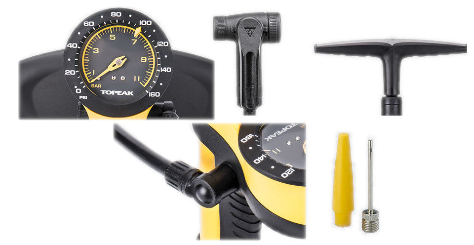 Topeak Joe Blow Sport III Bike Floor Pump 160 PSI with TwinHead Gauge
