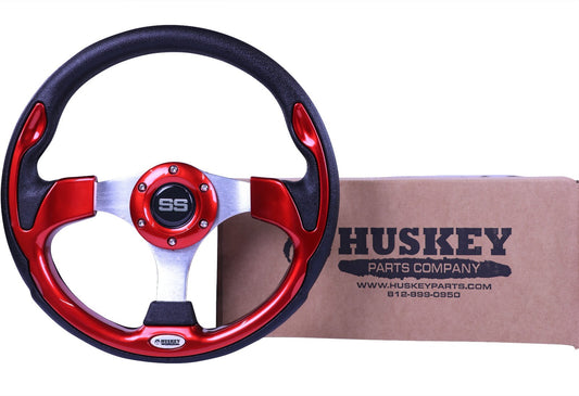 12.5-Inch Red Golf Cart Steering Wheel with Anti-Slip Grip for EZGO Club Car Yamaha
