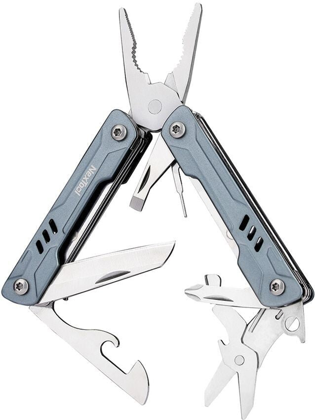 Mini Sailor Pliers Multi-Tool with Blue Aluminum Handles - 9 Tools