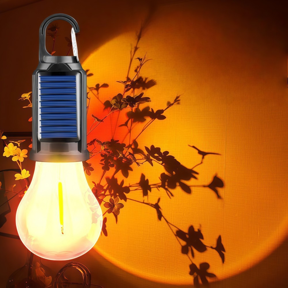 4 Pack Solar LED Camping Tent Lanterns with USB Charging & Clip Hooks