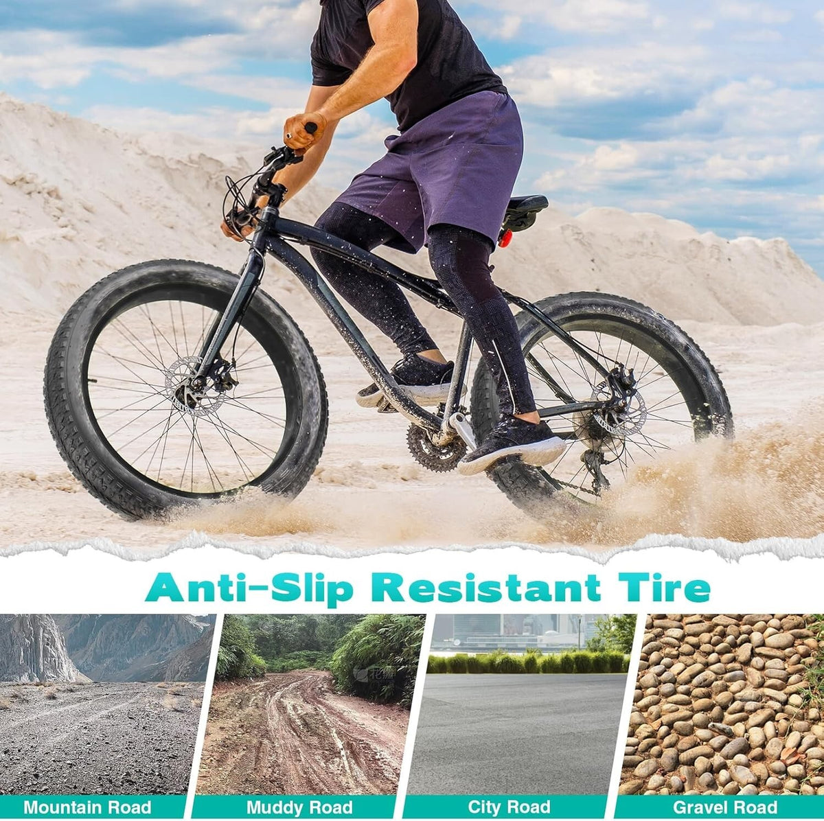 2 Pack Fat Bike Tires 26 x 3 with Tubes - Durable, Foldable Electric Bike Tires