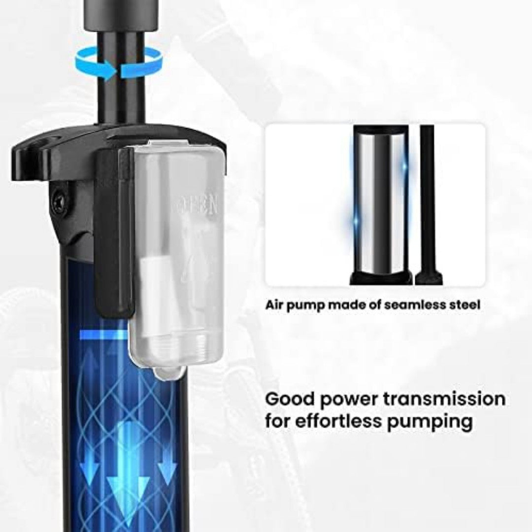 High-Pressure Bike Floor Pump 160 PSI with Dual Valves & Accessories