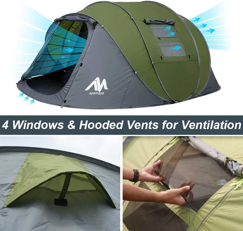 4-6 Person Waterproof Camping Tent with Instant Pop-Up Design and Double Layer