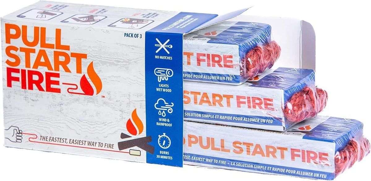 Pull Start Fire Starter Rope for Campfire & Survival Gear - 1 or 3 Pack