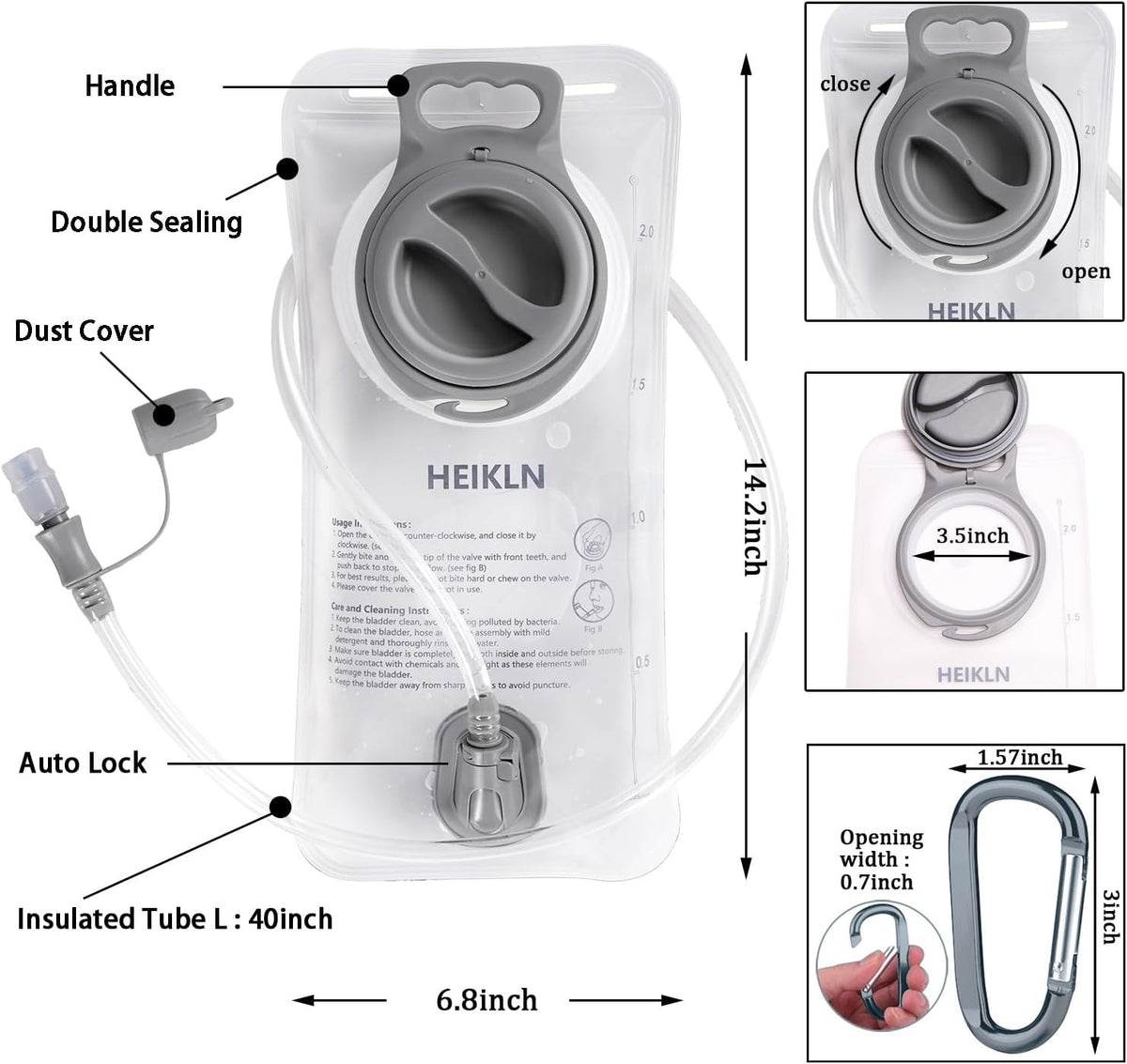 2L Hydration Bladder Water Reservoir for Hiking and Running