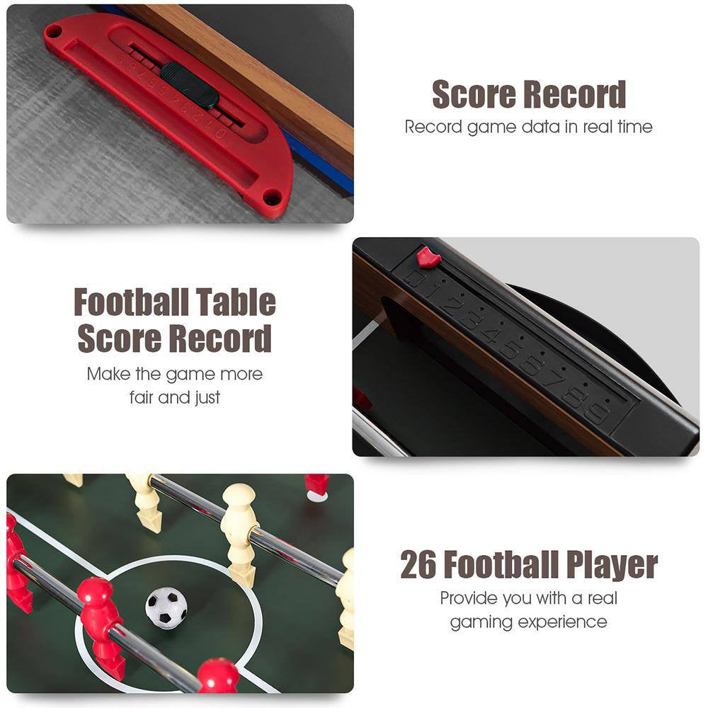 48 In 3-In-1 Multi-Game Table: Foosball, Billiards, Soccer Pool Hockey for Kids
