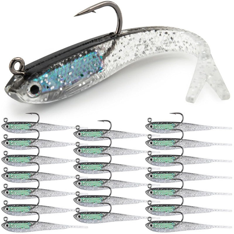 20pcs Soft Plastic Fishing Lures Minnow Baits for Bass Trout Perch Swimbait