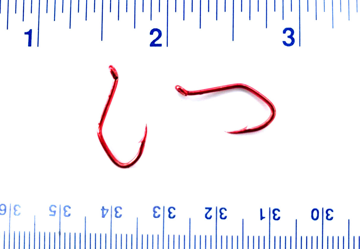 Matzuo Red Sickle Octopus Fish Hooks Size 4 - 100 Pack, Heavy Duty Angling Tackle
