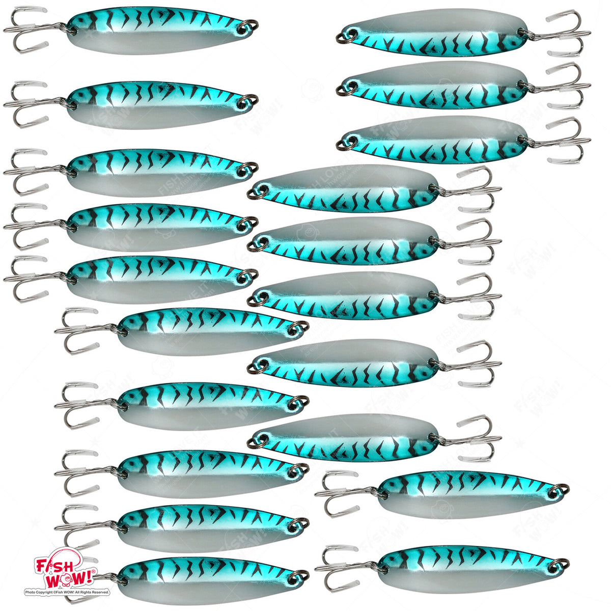 20pcs Fishing Spoon Jigs with Treble Hooks - Saltwater & Freshwater Trolling Lures