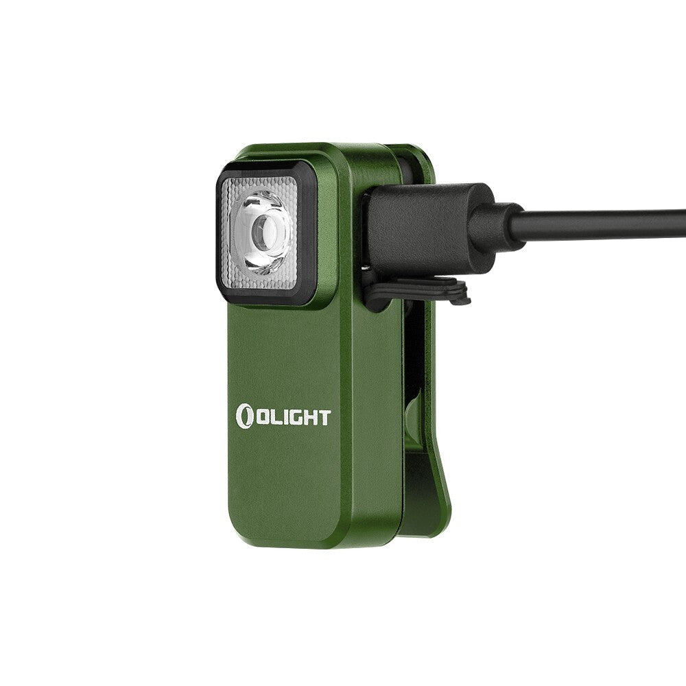 LED Clip-On Flashlight with White and Red Light - 300 Lumens, OD Green