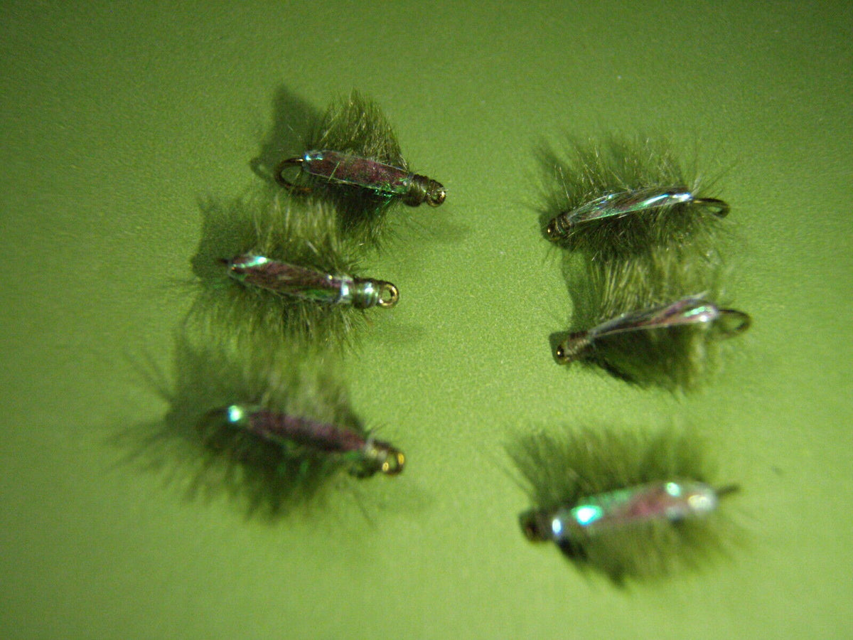 Fly Fishing Nymph Pattern - Olive Sow Bug Scud Fly Size 16 Hand Tied
