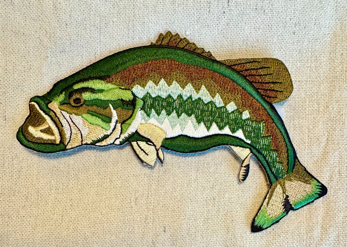 Large Mouth Bass Embroidered Iron-On Patch Fishing Gift