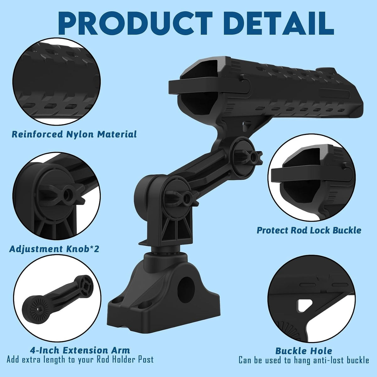 Boat and Kayak Fishing Rod Holders 360° Adjustable Side Deck Mount