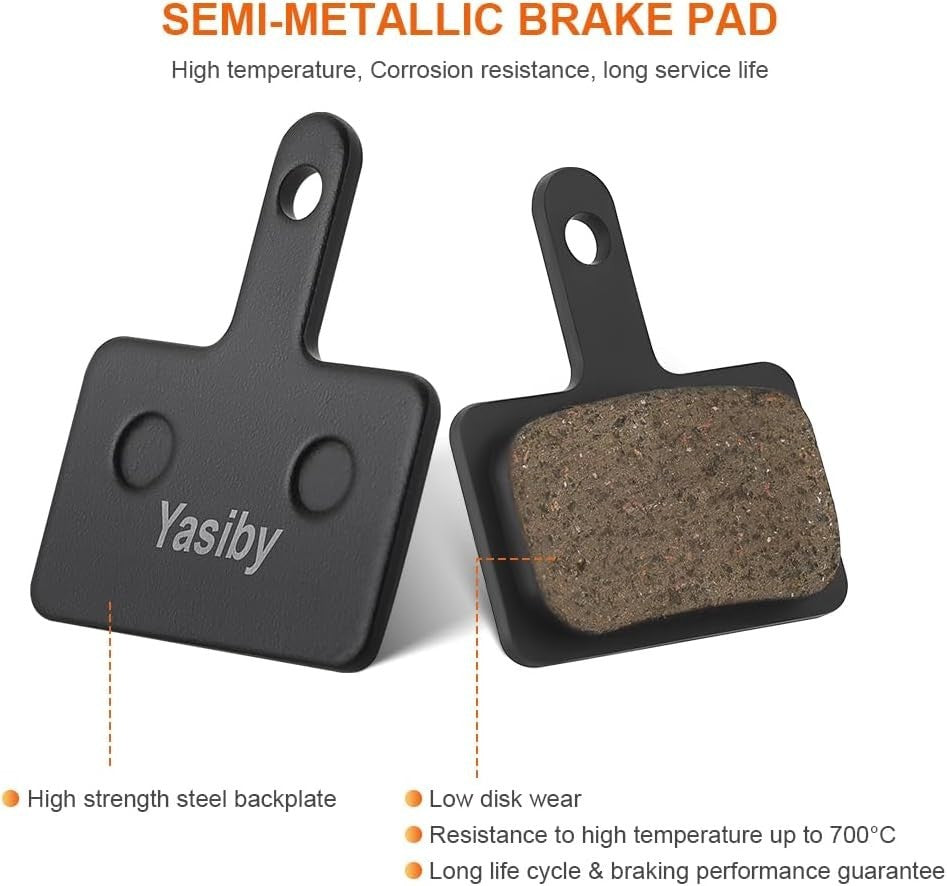 4 Pairs MTB Disc Brake Pads Set Resin & Semi-Metallic Quiet Brake Replacement Kit