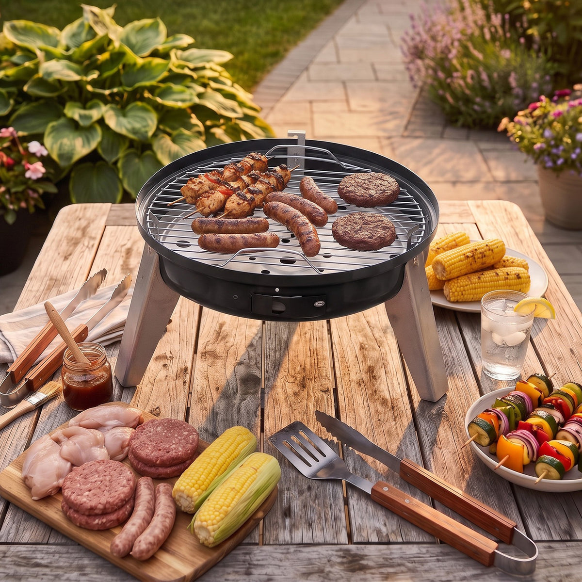 Portable Dual-Fuel Electric & Charcoal BBQ Grill - Americana Wherever