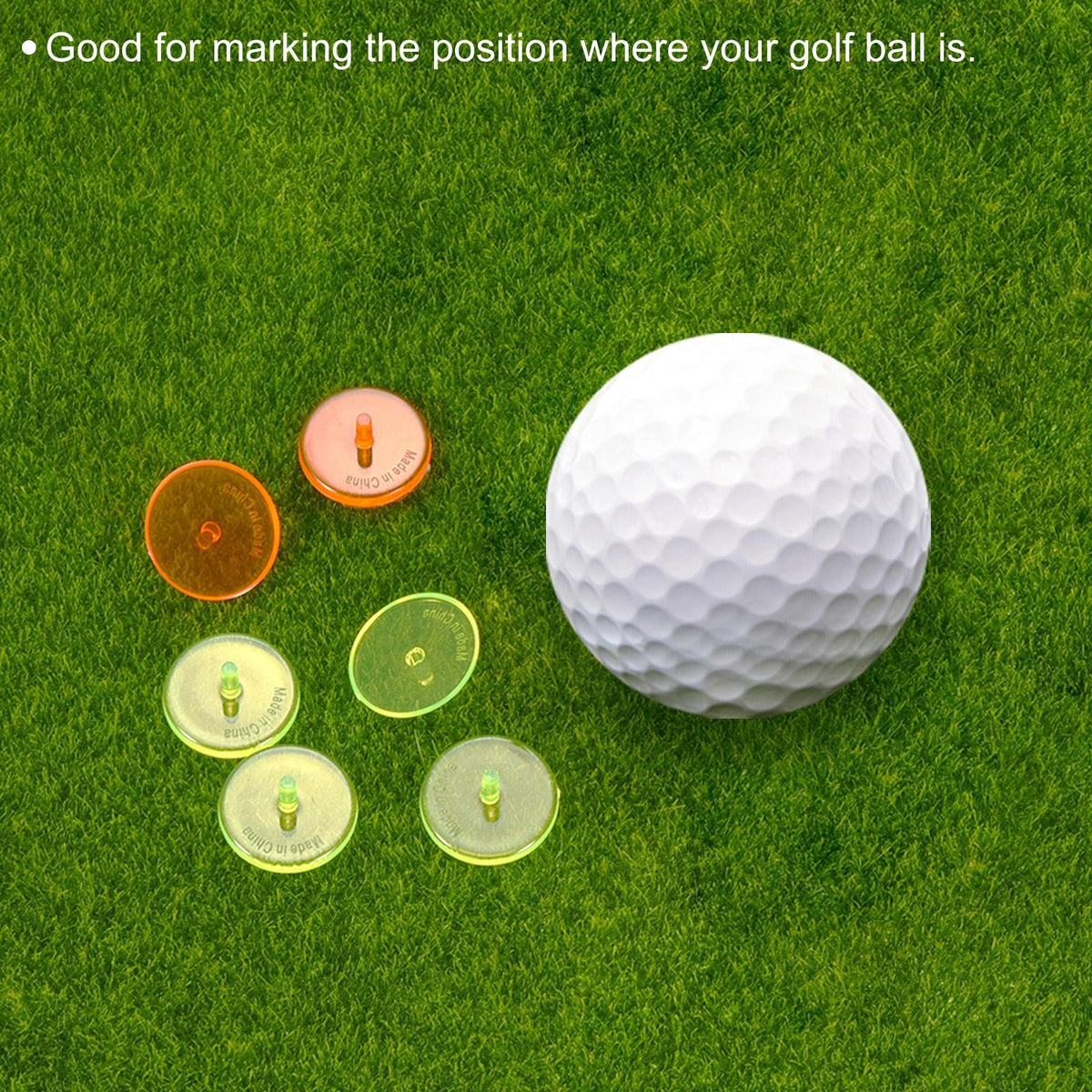 50Pcs 24mm Transparent Plastic Golf Ball Markers Flat Position Yellow - Impact Resistant & High Visibility