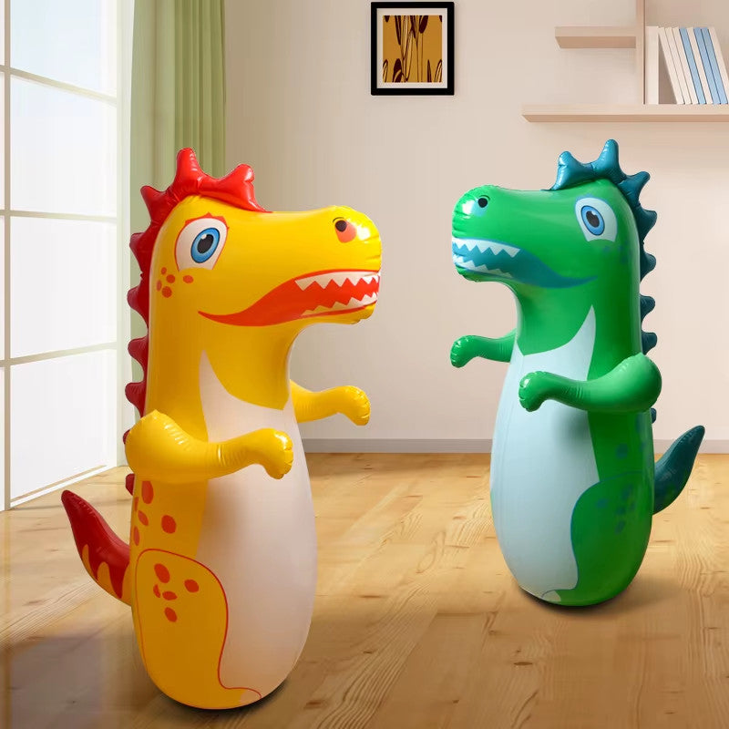 Inflatable Kids and Adults Boxing Tumbler with Dinosaur Design, Standing Punching Bag