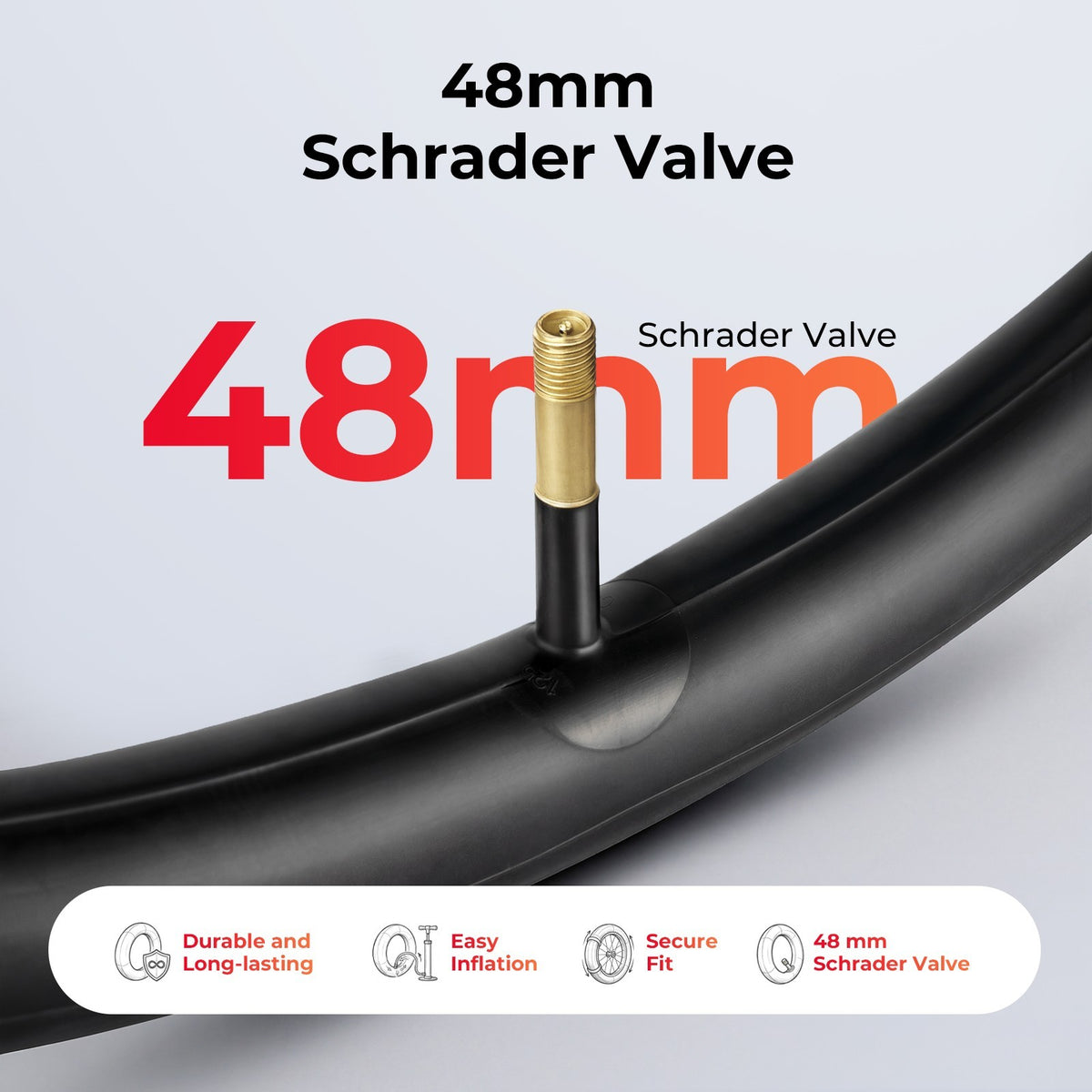 2 Pack 700x32-47C Bike Inner Tubes with 48mm Schrader Valve - Butyl Rubber