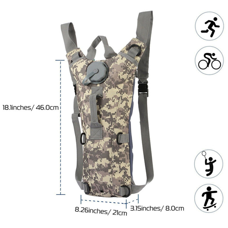 3L Hydration Backpack Water Bladder Bag for Hiking Camping Cycling Outdoor