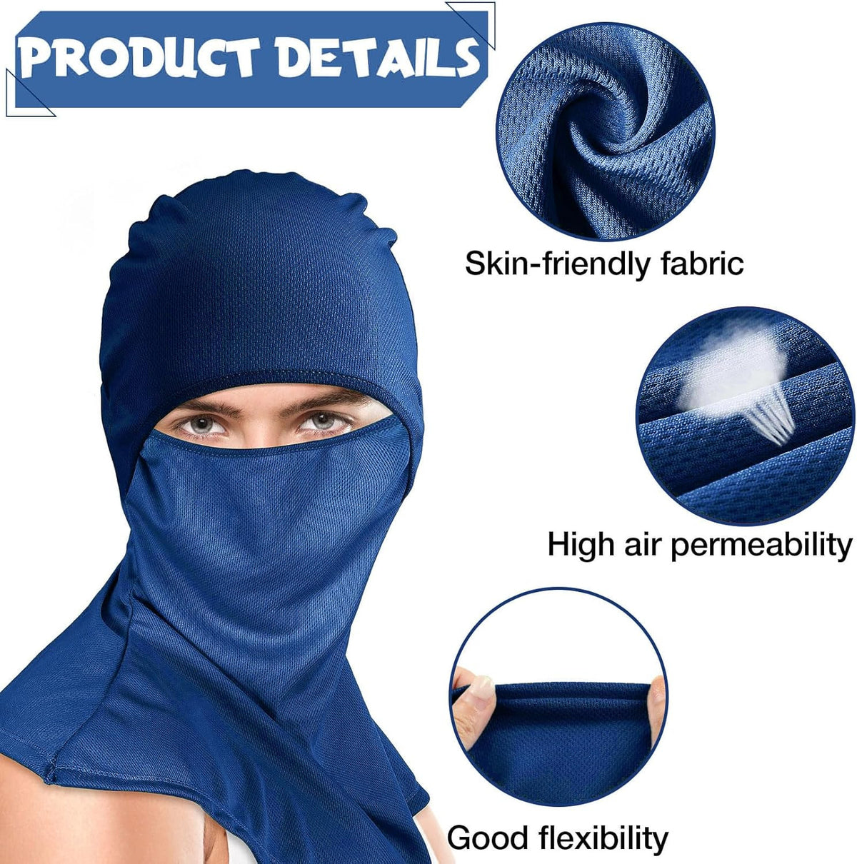 Breathable Face Balaclava with Long Neck for Outdoor Activities - Pack of 6