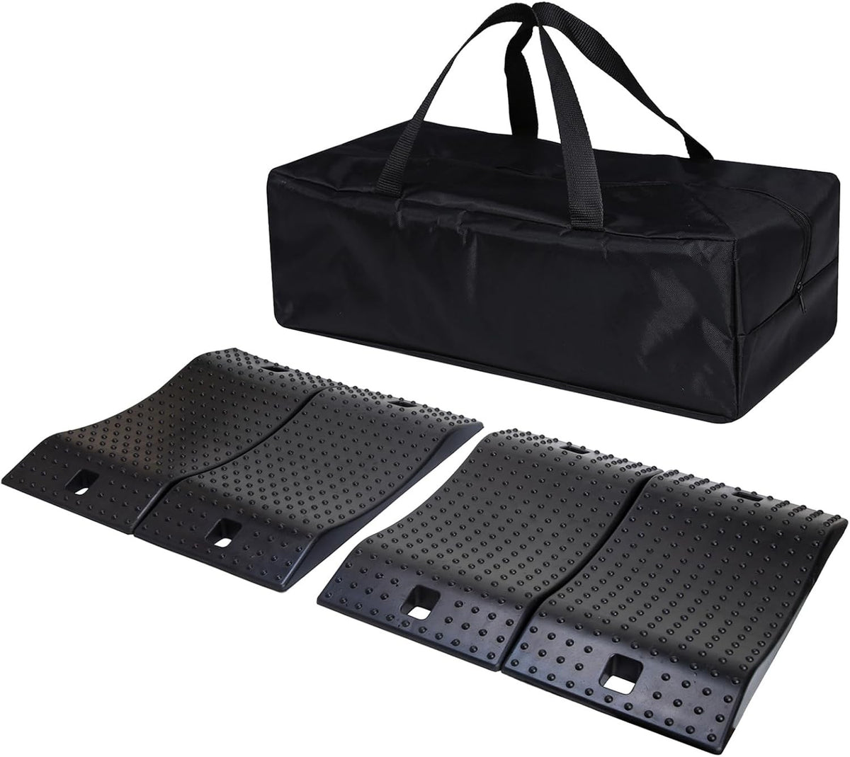 Car Tire Ramps Rubber Wheel Chocks Pack of 4 - Non-Slip Vehicle Support