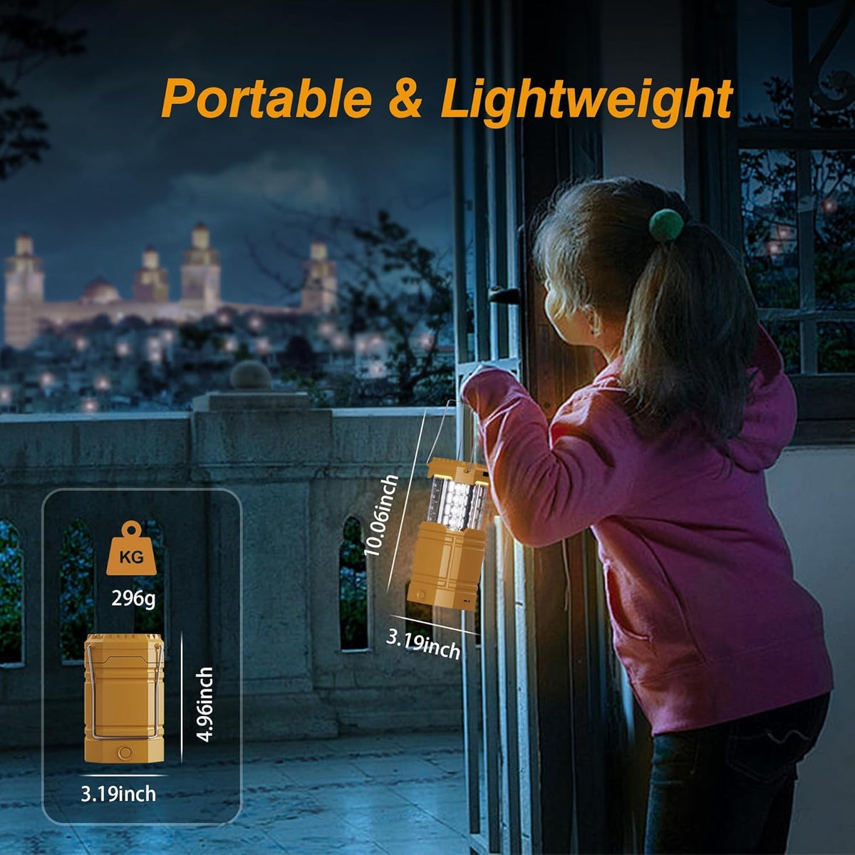Outdoor LED Lantern with Hand Crank & USB Rechargeable Battery