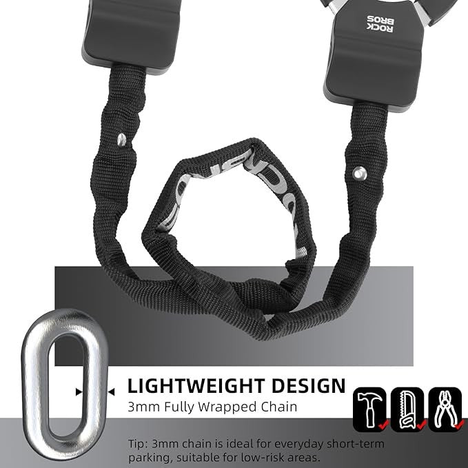 Bike Chain Lock 23.4 Inch Anti-Theft Security Lock with Key for Scooter and Bicycle