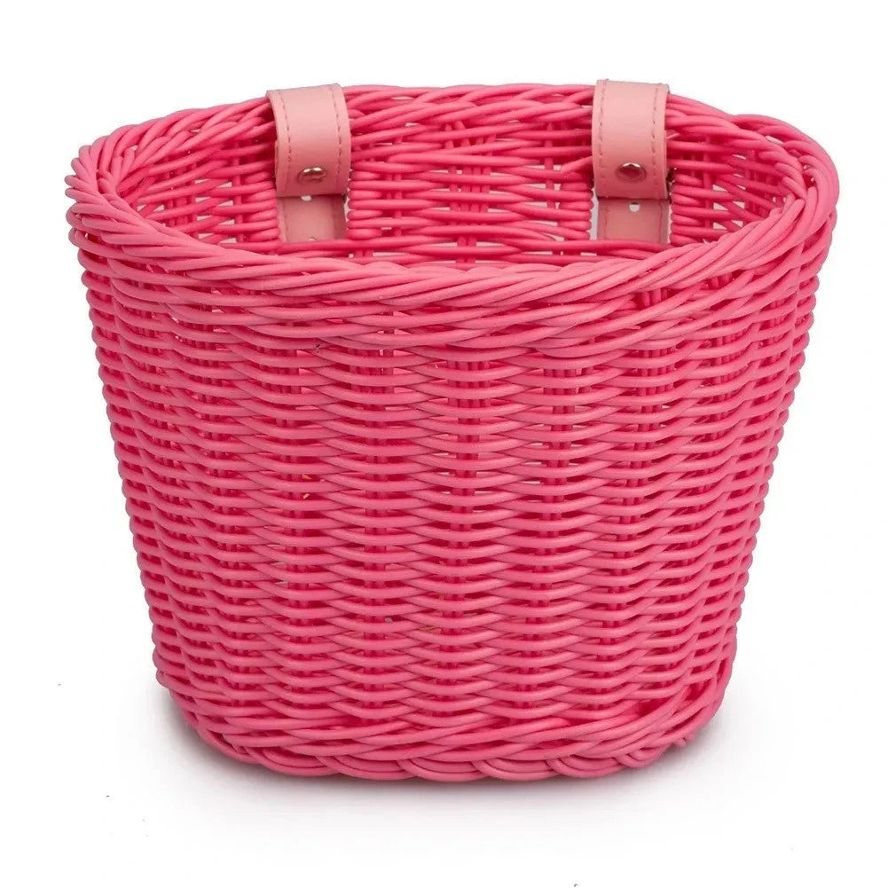Children's Bicycle Front Handlebar Woven Basket Waterproof Storage