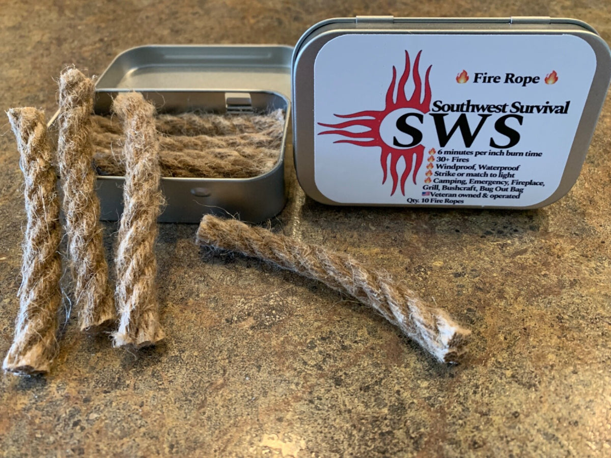 Hemp Fire Rope Fire Starters - Waterproof 10 Pack for Camping & Outdoor Use