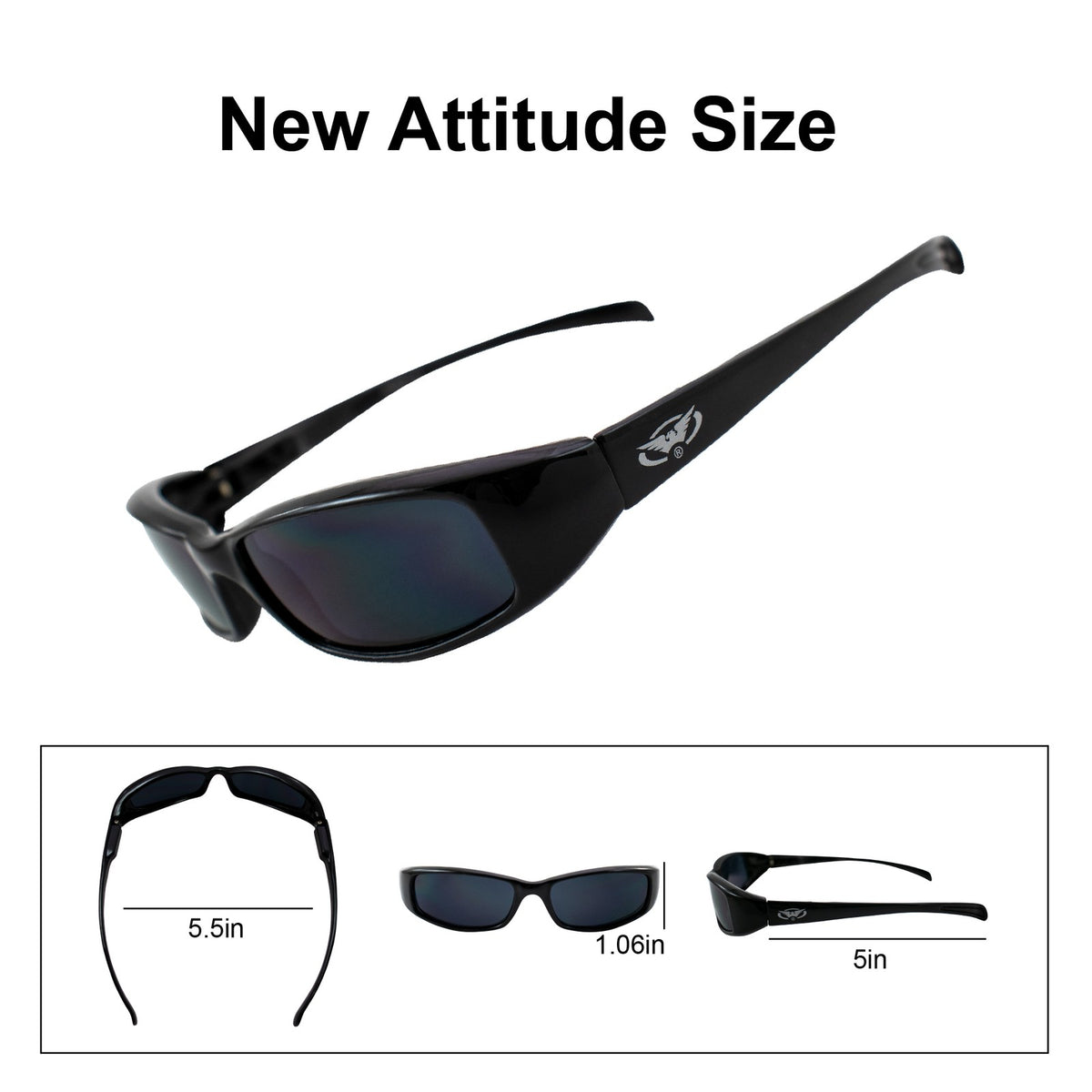 Motorcycle Sunglasses Black Frame Smoke Lens Spring Hinge UV400 Protection