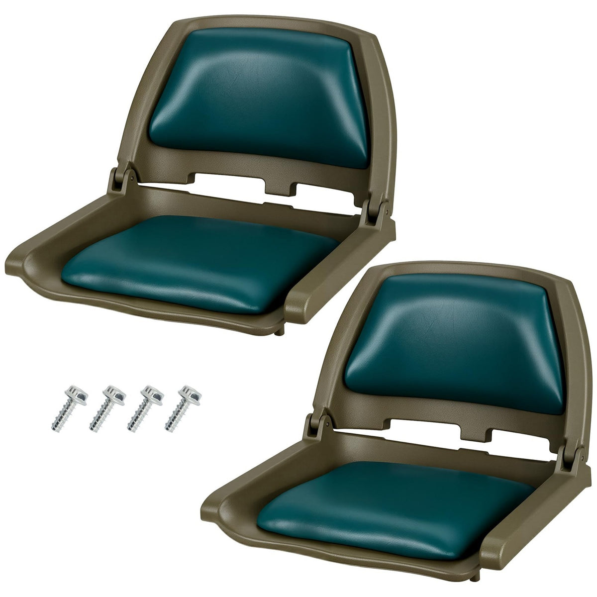 2-Pack Fold-Down Boat Seats with Thick Cushions and Weatherproof Material