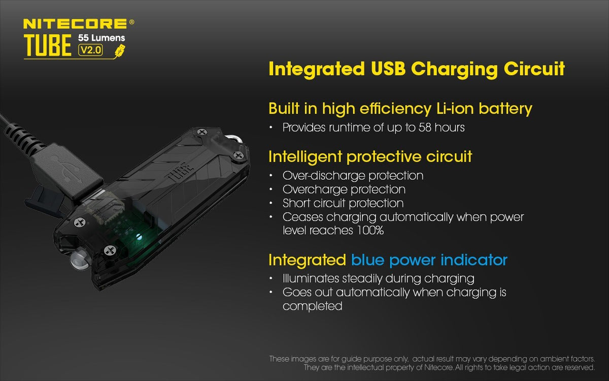 USB Rechargeable Keychain Flashlight - 55 Lumen Compact LED Light