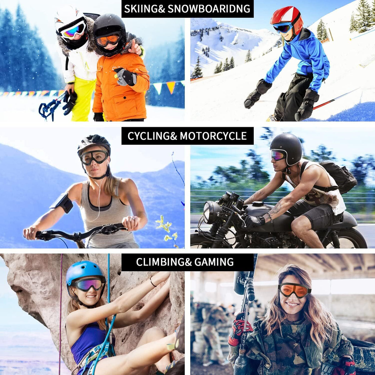 Sports Ski Goggles Snowboard Goggles Anti-Glare UV400 Protective Lens