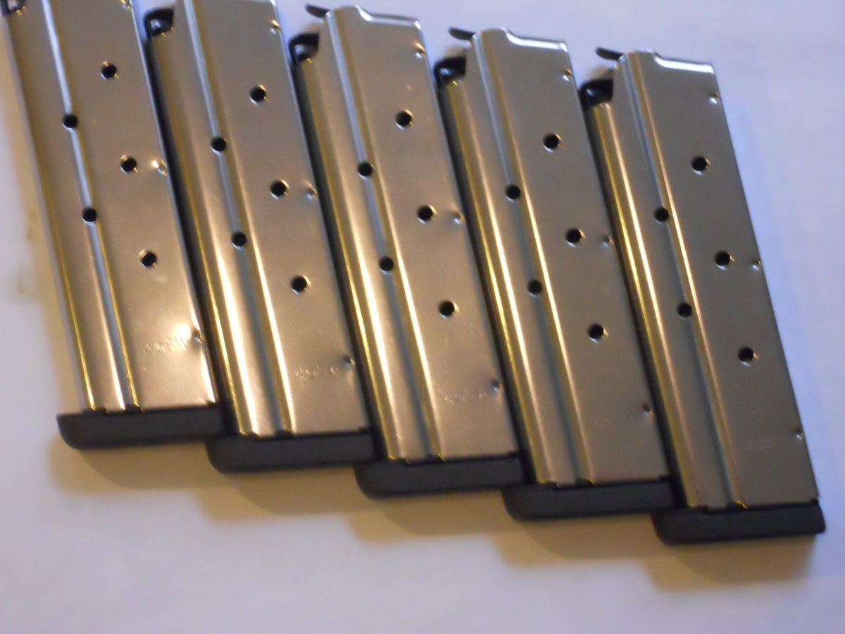 1911 .40 Cal Magazines Set of 10 Stainless Steel Pistol Mags with Removable Polymer Base