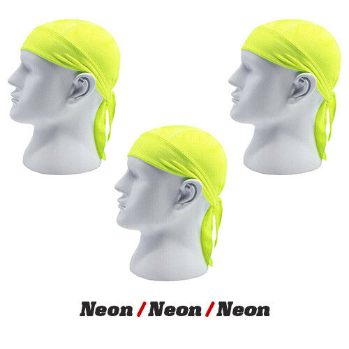 3 Pack Skull Cap Motorcycle Head Wrap Tie Durag Cycling Hat Quick-Drying