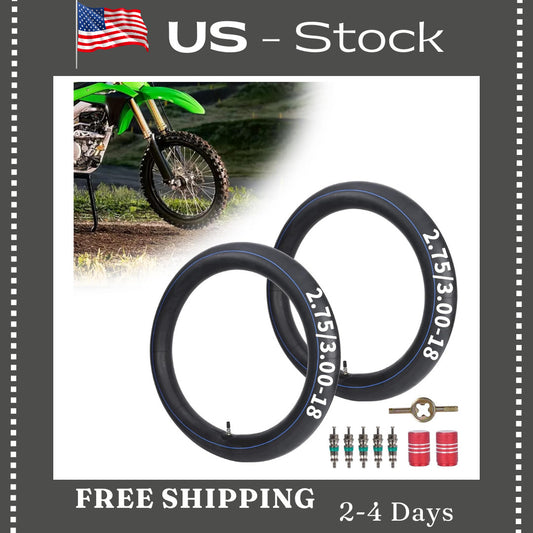 2 Pack 18-Inch Inner Tubes for Dirt Bikes with TR4 Valves - Heavy Duty