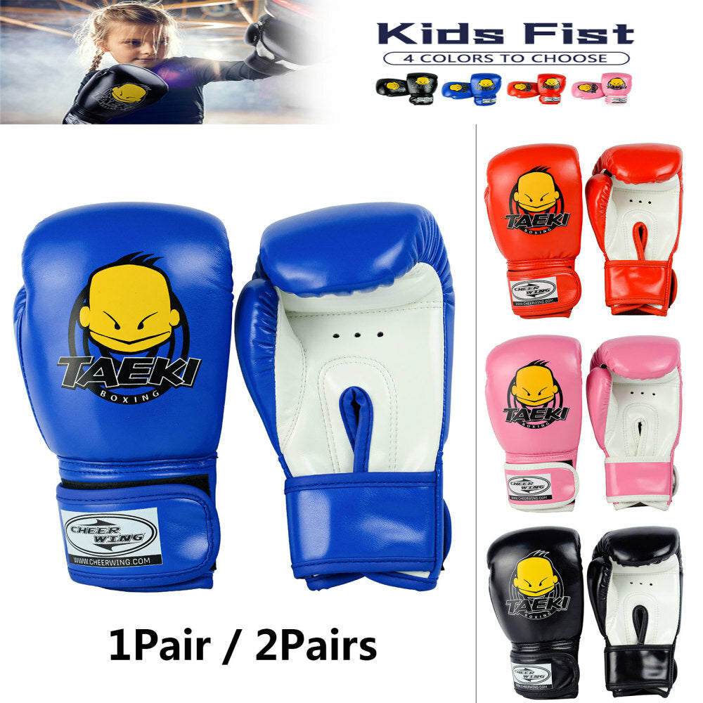 Kids Boxing Gloves 4oz PU Leather Cartoon MMA Training Sparring Gloves