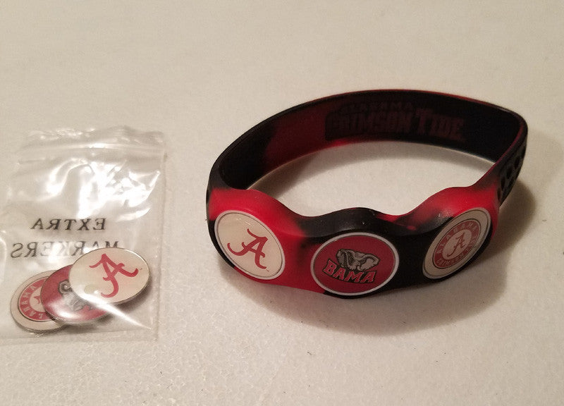 Golf Ball Marker Bracelet with Magnetic Markers - Alabama Crimson Tide, Size L M S