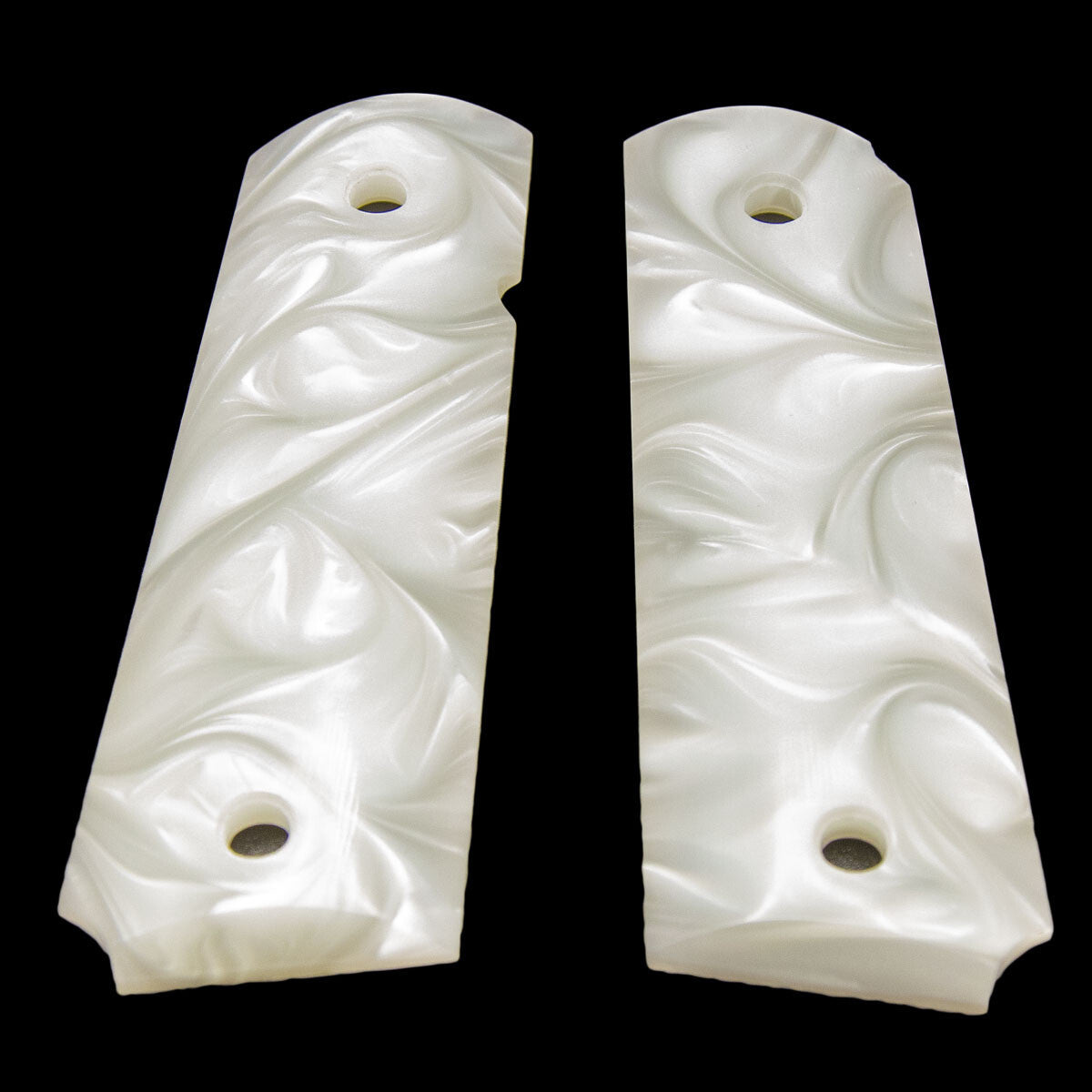 1911 Full Size Mother of Pearl Grips with Bonus 4 Gold Screws - Polished White Polymer