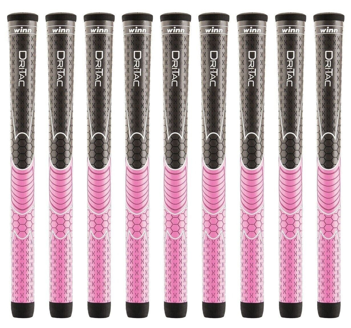 Golf Club Grips for Women - Winn DriTac Ladies Tapered Set of 6 Grey & Pink