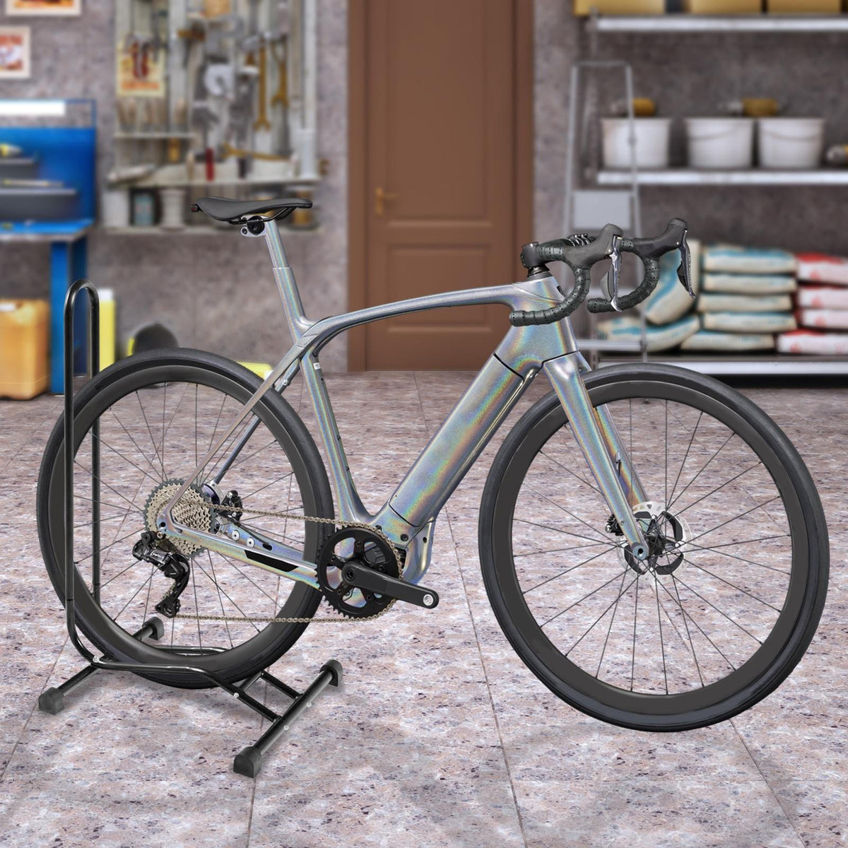 Bike Floor Storage Rack Stand Bicycle Garage Display Holder