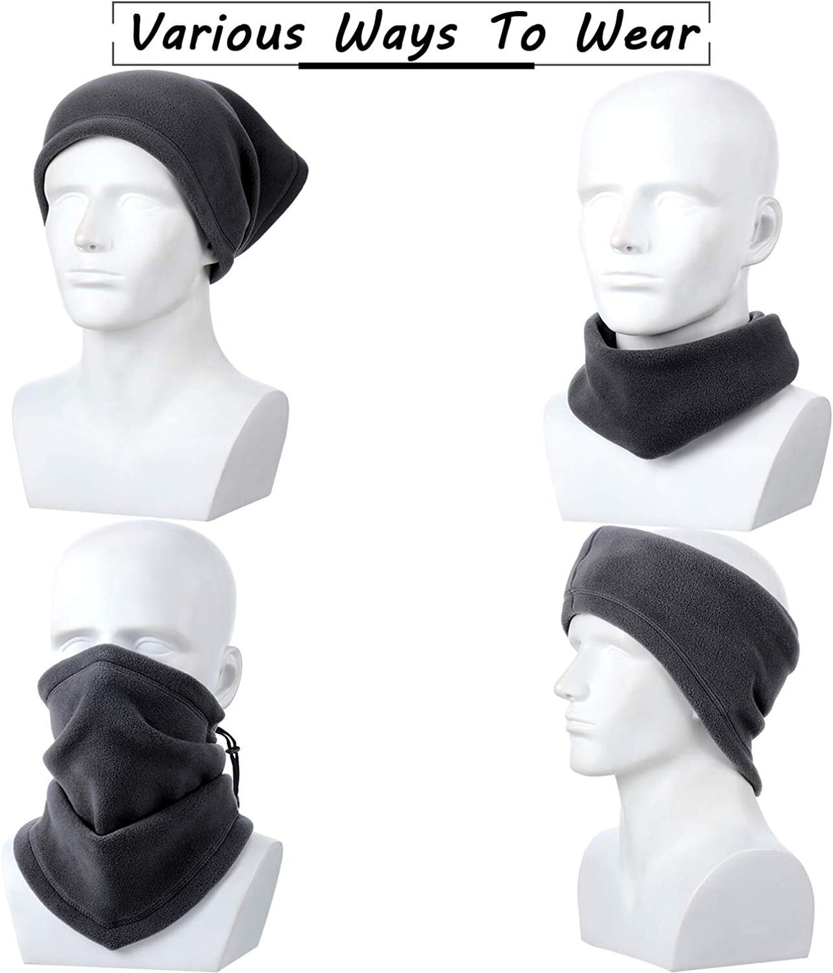 Fleece Neck Warmer Gaiter Winter Balaclava Ski Mask with Adjustable Strap