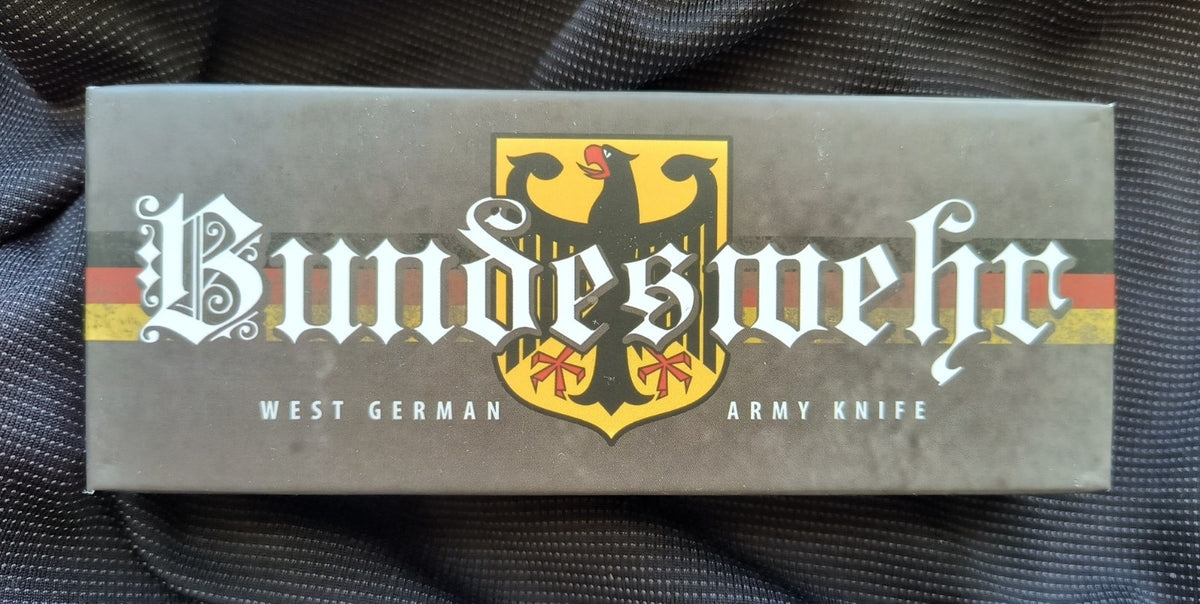 German Military Folding Pocket Knife with 5 Tools and Olive Drab Handle