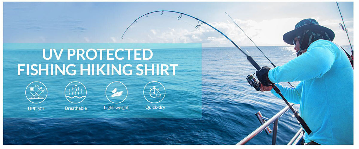 Men's UPF 50+ Sun Protection Fishing Shirt with Hoodie Face Mask - Lightweight & Breathable Outdoor Apparel